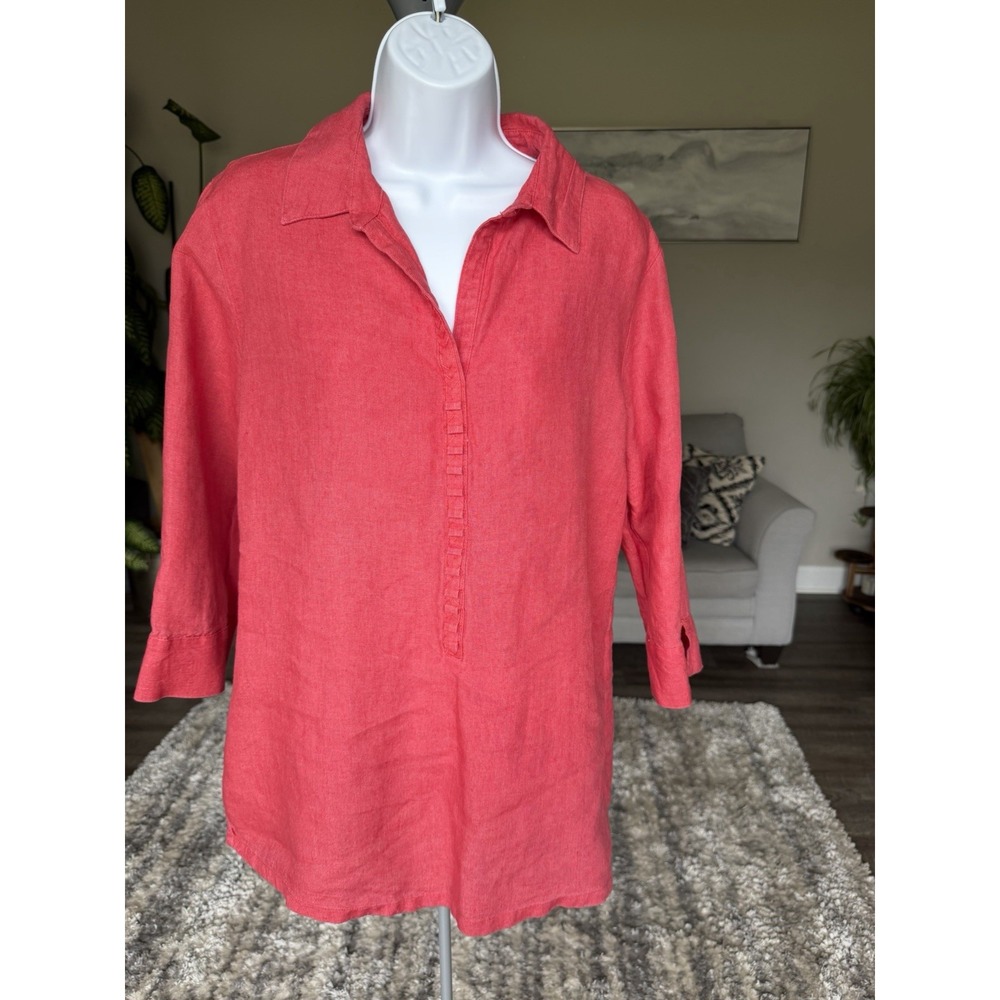 Chicos Shirt 100% Linen Size 1